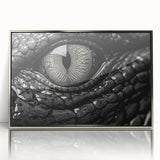 Framed wall art featuring a vibrant design of reptiles, including alligators and crocodiles, showcased in a sleek silver frame, perfect for wildlife enthusiasts.