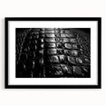 Black-framed wall art showcasing a vibrant collection of reptile-themed designs, including alligators and crocodiles, ideal for nature enthusiasts and modern decor.