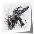 Stylish wall art collection featuring vibrant designs of reptiles, including alligators and crocodiles, set against a glossy background, perfect for nature enthusiasts.