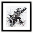 Framed wall art collection featuring a striking design of reptiles, including gators and crocodiles, set against a black mat, ideal for nature enthusiasts.
