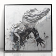 Framed wall art collection featuring a striking design of reptiles, including alligators and crocodiles, with a sleek black frame, ideal for nature enthusiasts and modern decor.
