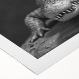 Rolled canvas wall art showcasing a vibrant reptile design featuring alligators and crocodiles, ideal for adding a unique touch to home decor. This high-quality artwork is packaged securely in a cardboard tube for safe delivery.