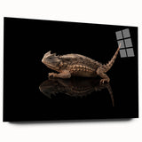Colorful acrylic wall art featuring a detailed side view of a lizard design, showcasing intricate patterns and vibrant hues, perfect for reptile enthusiasts and home decor.