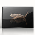 Framed wall art featuring a vibrant lizard design, showcasing intricate details in bold colors with a sleek black frame, perfect for reptile enthusiasts' decor.