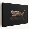 Stretched canvas wall art featuring a vibrant and detailed lizard design, showcasing intricate scales and vivid colors, perfect for reptile enthusiasts and home decor.