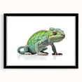 Framed wall art collection featuring a vibrant reptile and lizard design, showcasing intricate details in a sleek black frame with a mat, ideal for nature enthusiasts.