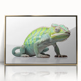 Framed wall art featuring a stunning lizard design with intricate details, set against a gold-acrylic background, ideal for reptile enthusiasts and modern decor.