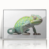 Framed wall art featuring a colorful lizard design, showcasing intricate details and vibrant hues, perfect for reptile lovers and modern home decor.