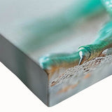 Close-up of a vibrant stretched canvas wall art featuring a detailed lizard design, showcasing vivid colors and intricate textures, perfect for reptile enthusiasts.