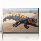 Framed wall art featuring a detailed design of a reptile lizard, showcased in an elegant silver frame, perfect for modern home decor.