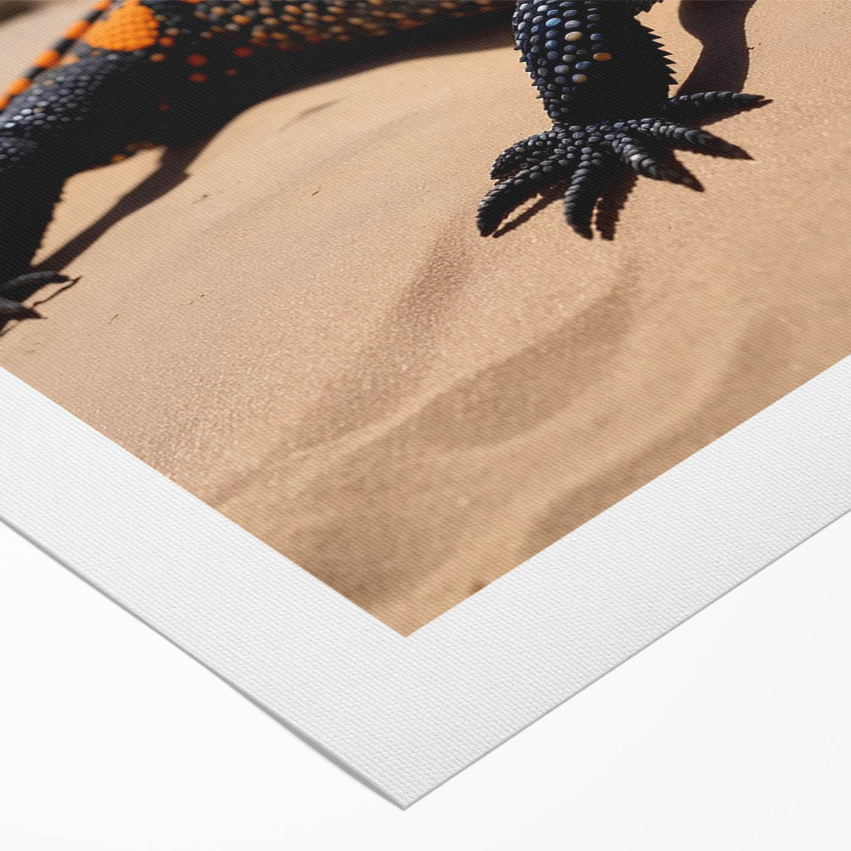 Colorful rolled canvas showcasing a vibrant lizard design, perfect for reptile-themed decor, elegantly packaged in a protective cardboard tube for easy display.