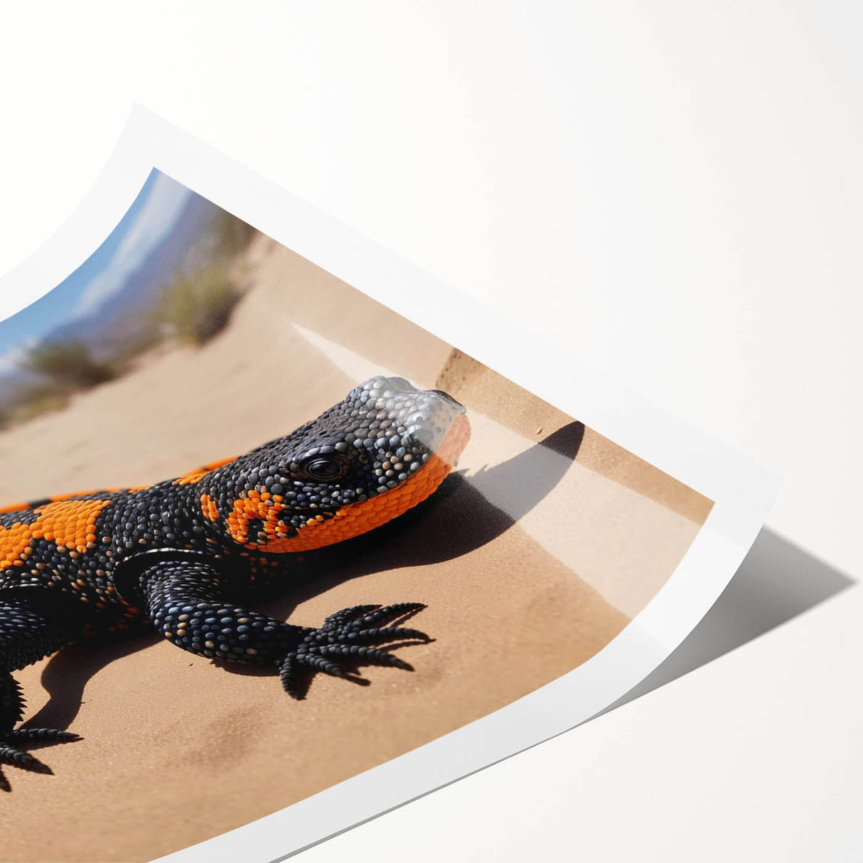 Colorful reptile lizard wall art print showcasing intricate designs and vivid colors, ideal for nature enthusiasts and home decor enthusiasts, rolled for easy display.
