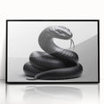 Framed acrylic wall art showcasing a striking reptile snake design in vibrant colors, set against a black background, perfect for modern home decor. This unique piece adds an exotic touch to any living space, appealing to animal lovers and art enthusiasts alike.