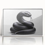 Framed wall art collection featuring a striking reptile snake design on acrylic, showcasing vibrant colors and intricate details, perfect for modern decor.