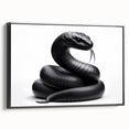 Framed wall art showcasing a striking snake design in a contemporary style, featuring bold colors and intricate patterns, perfect for reptile enthusiasts and modern decor.