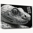 Colorful acrylic glass wall art showcasing a detailed snake design from the reptile collection, displayed with pins for mounting, ideal for nature enthusiasts.