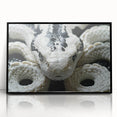 Framed wall art featuring a vibrant snake design in shades of green and black, showcasing intricate details and modern aesthetics, perfect for reptile enthusiasts.