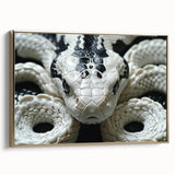 Framed wall art collection showcasing a vibrant snake design against a gold background, perfect for reptile enthusiasts and modern decor. Ideal for adding a unique touch to living spaces.