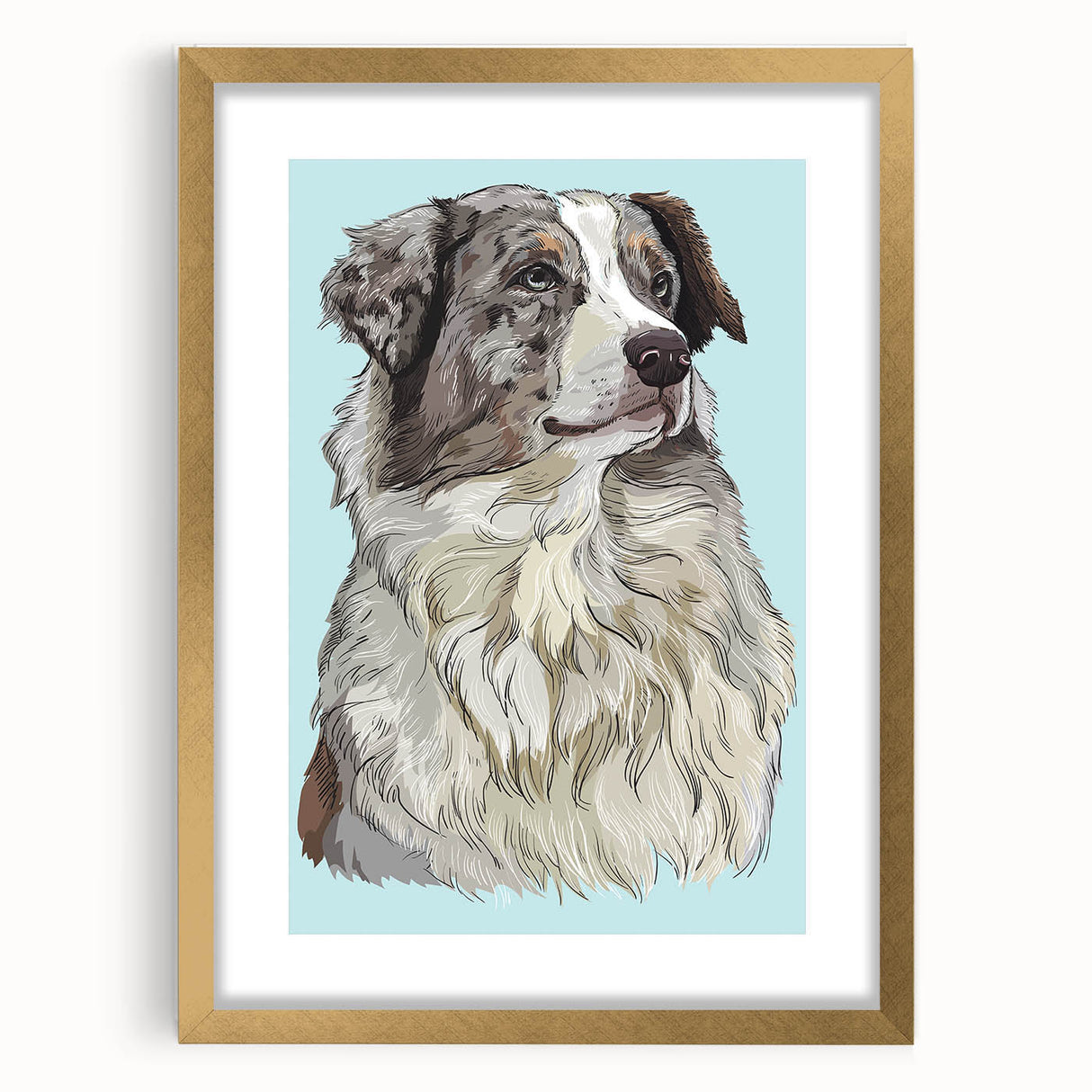Elegant gold frame with a mat, showcasing a beautiful artwork in a front view setting. Ideal for home decor, galleries, or art displays, adding a touch of sophistication.