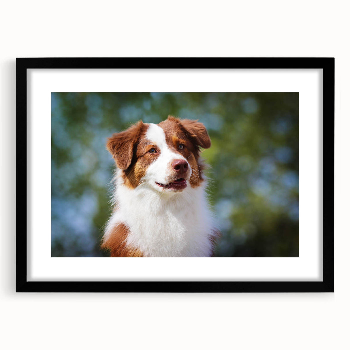 Black picture frame with a white mat, showcasing an art print in a front view setting. Ideal for home decor, this elegant frame enhances any artwork displayed.