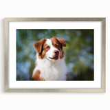 Silver-framed photo display with a white mat, showcasing a vibrant artwork, perfect for enhancing home decor or gallery presentations, set against a neutral backdrop.
