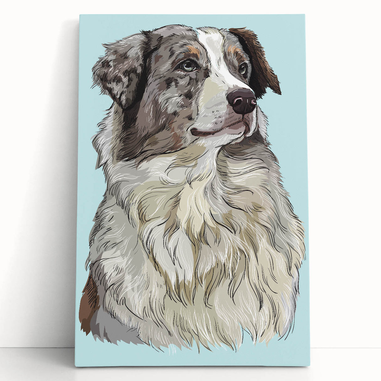 Vibrant stretched canvas artwork showcasing an abstract design with bold colors, elegantly leaning against a textured wall, ideal for modern home decor.