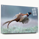 Acrylic glass panel displayed from a side view, showcasing a vibrant design with colorful pins, perfect for modern art installations in contemporary spaces.