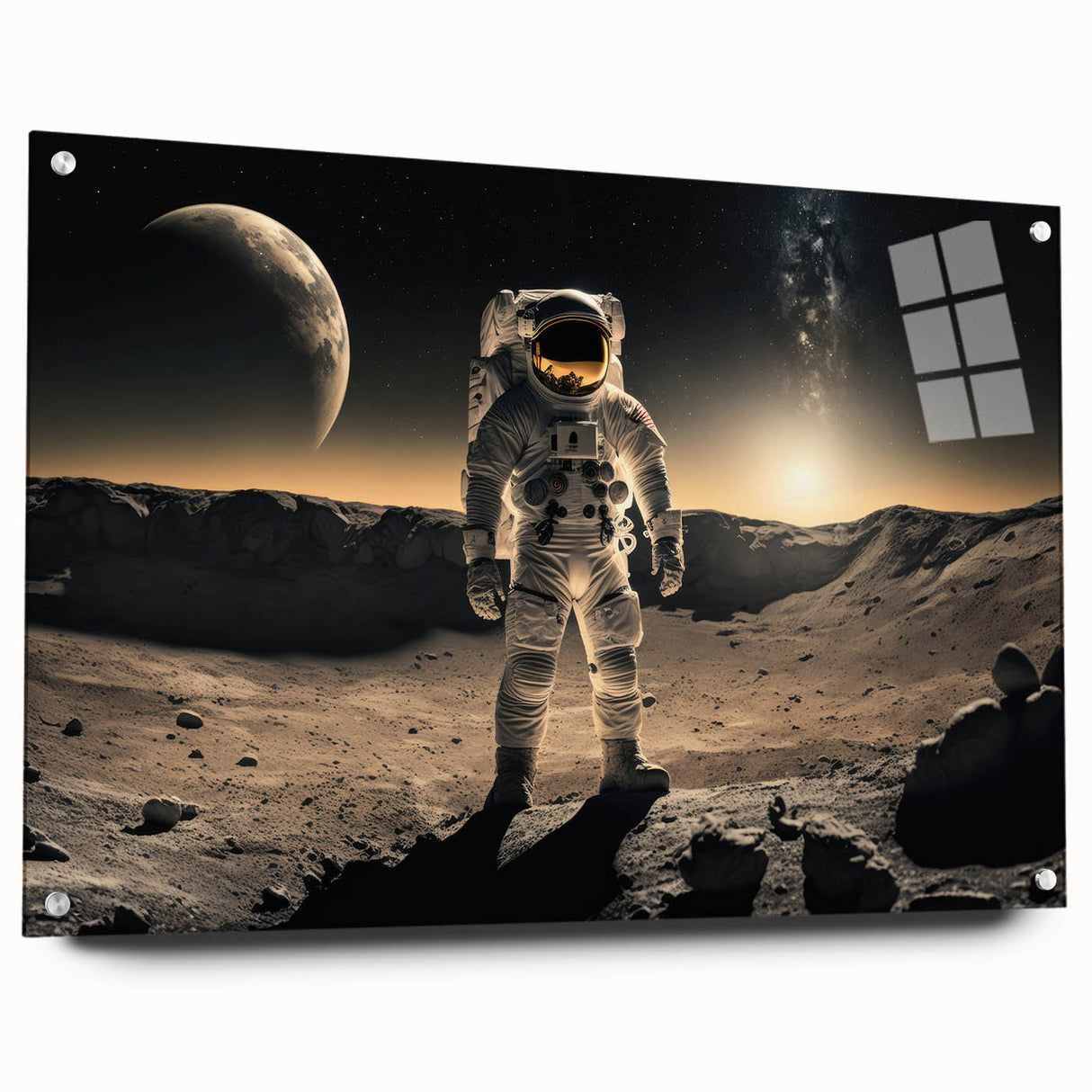 Astronaut Wall Art: Cosmic Explorer Canvas with Lunar and Galaxy View