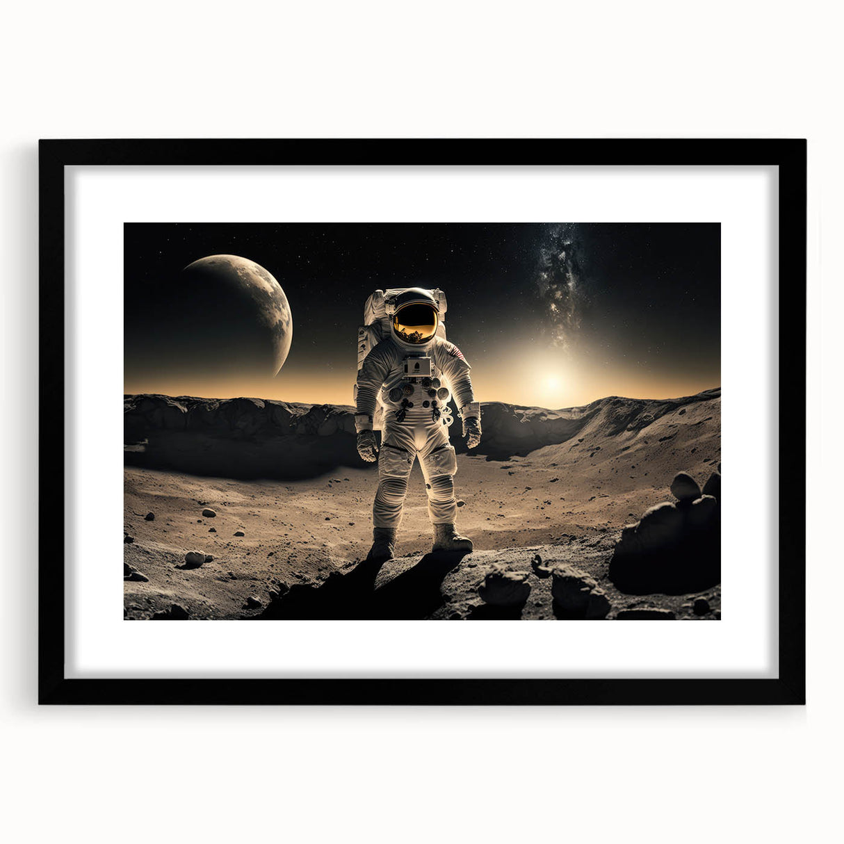 Astronaut Wall Art: Cosmic Explorer Canvas with Lunar and Galaxy View