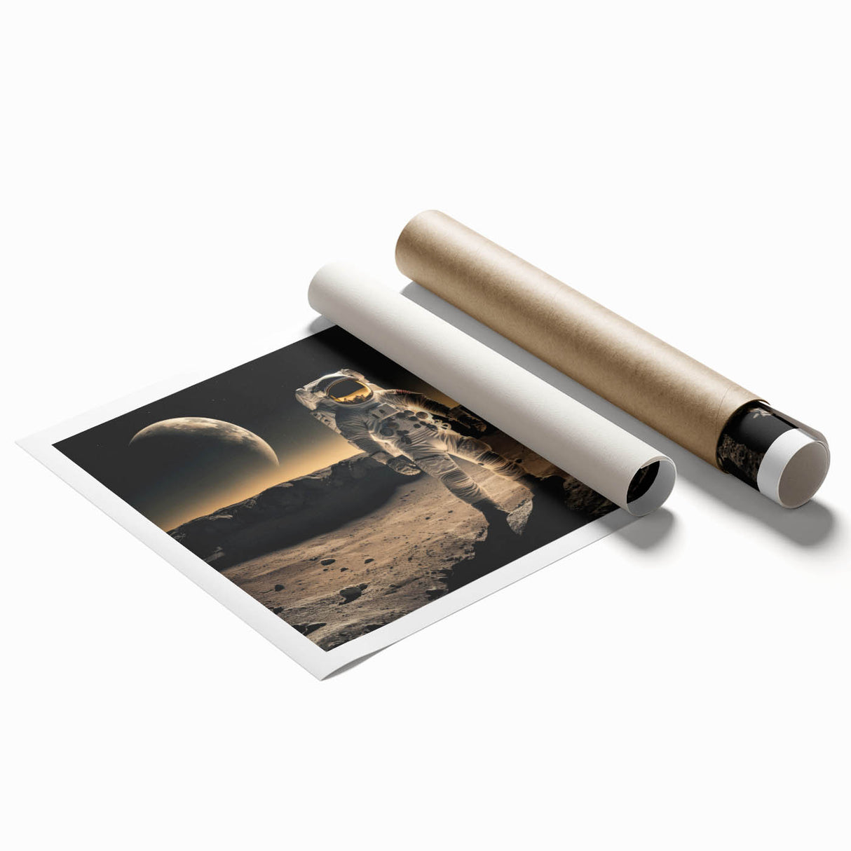 Astronaut Wall Art: Cosmic Explorer Canvas with Lunar and Galaxy View