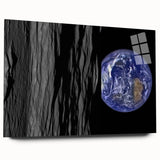 Earth from Space Art - Dramatic View of Earth and the Moon Wall Decor