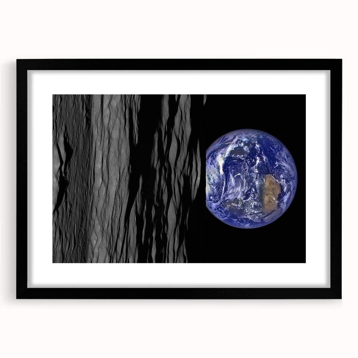 Earth from Space Art - Dramatic View of Earth and the Moon Wall Decor