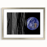 Earth from Space Art - Dramatic View of Earth and the Moon Wall Decor
