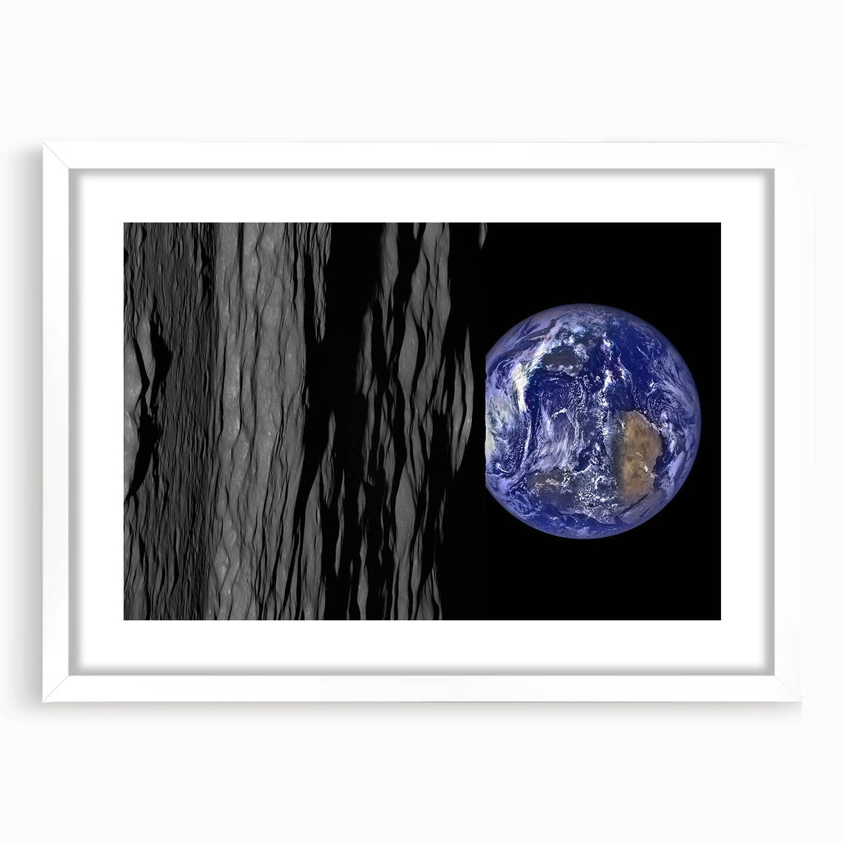 Earth from Space Art - Dramatic View of Earth and the Moon Wall Decor