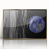 Earth from Space Art - Dramatic View of Earth and the Moon Wall Decor