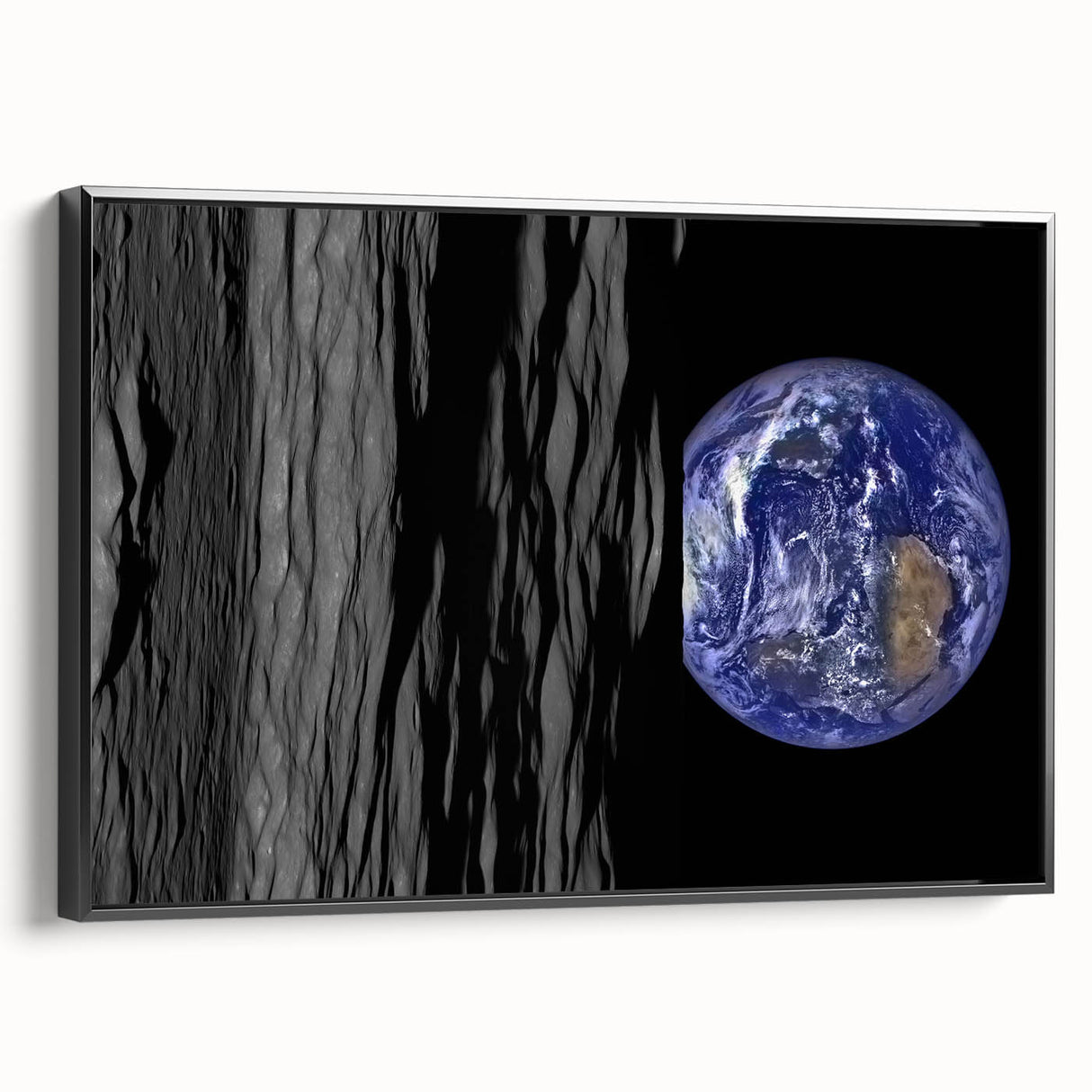 Earth from Space Art - Dramatic View of Earth and the Moon Wall Decor