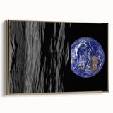 Earth from Space Art - Dramatic View of Earth and the Moon Wall Decor