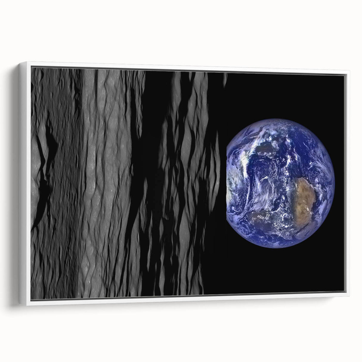 Earth from Space Art - Dramatic View of Earth and the Moon Wall Decor