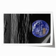 Earth from Space Art - Dramatic View of Earth and the Moon Wall Decor