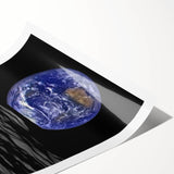 Earth from Space Art - Dramatic View of Earth and the Moon Wall Decor