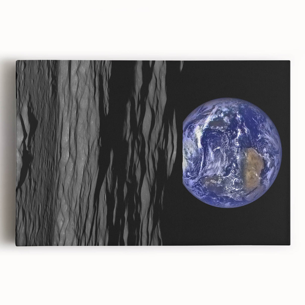 Earth from Space Art - Dramatic View of Earth and the Moon Wall Decor