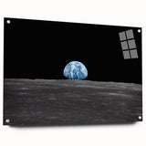Earthrise Over the Moon Wall Art - Iconic Earth from Space Decor Print