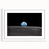 Earthrise Over the Moon Wall Art - Iconic Earth from Space Decor Print