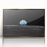 Earthrise Over the Moon Wall Art - Iconic Earth from Space Decor Print