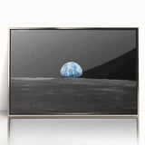 Earthrise Over the Moon Wall Art - Iconic Earth from Space Decor Print