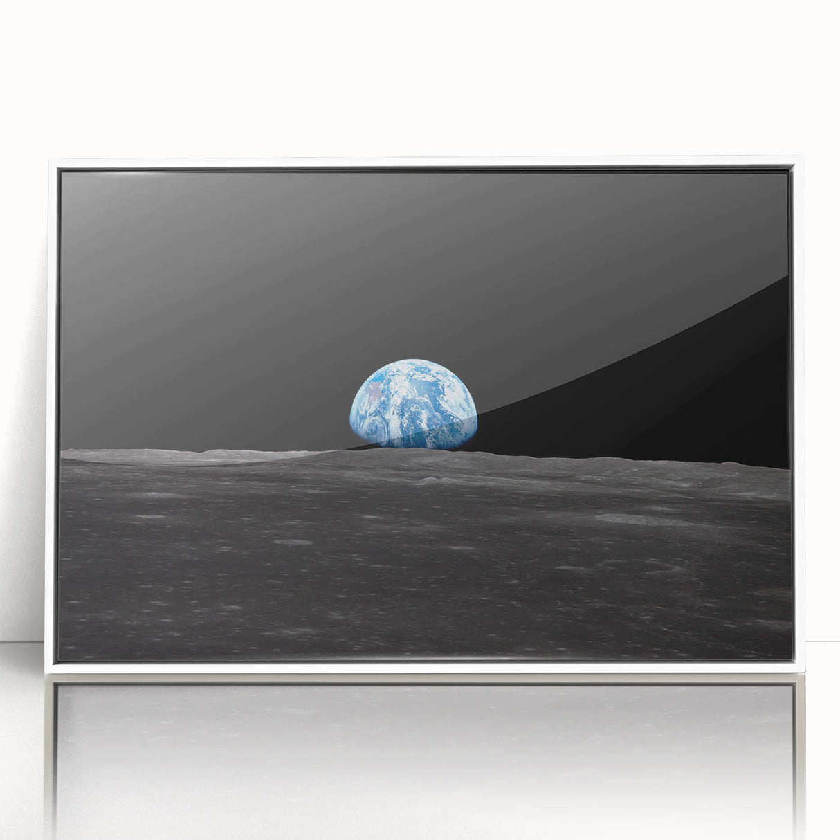 Earthrise Over the Moon Wall Art - Iconic Earth from Space Decor Print