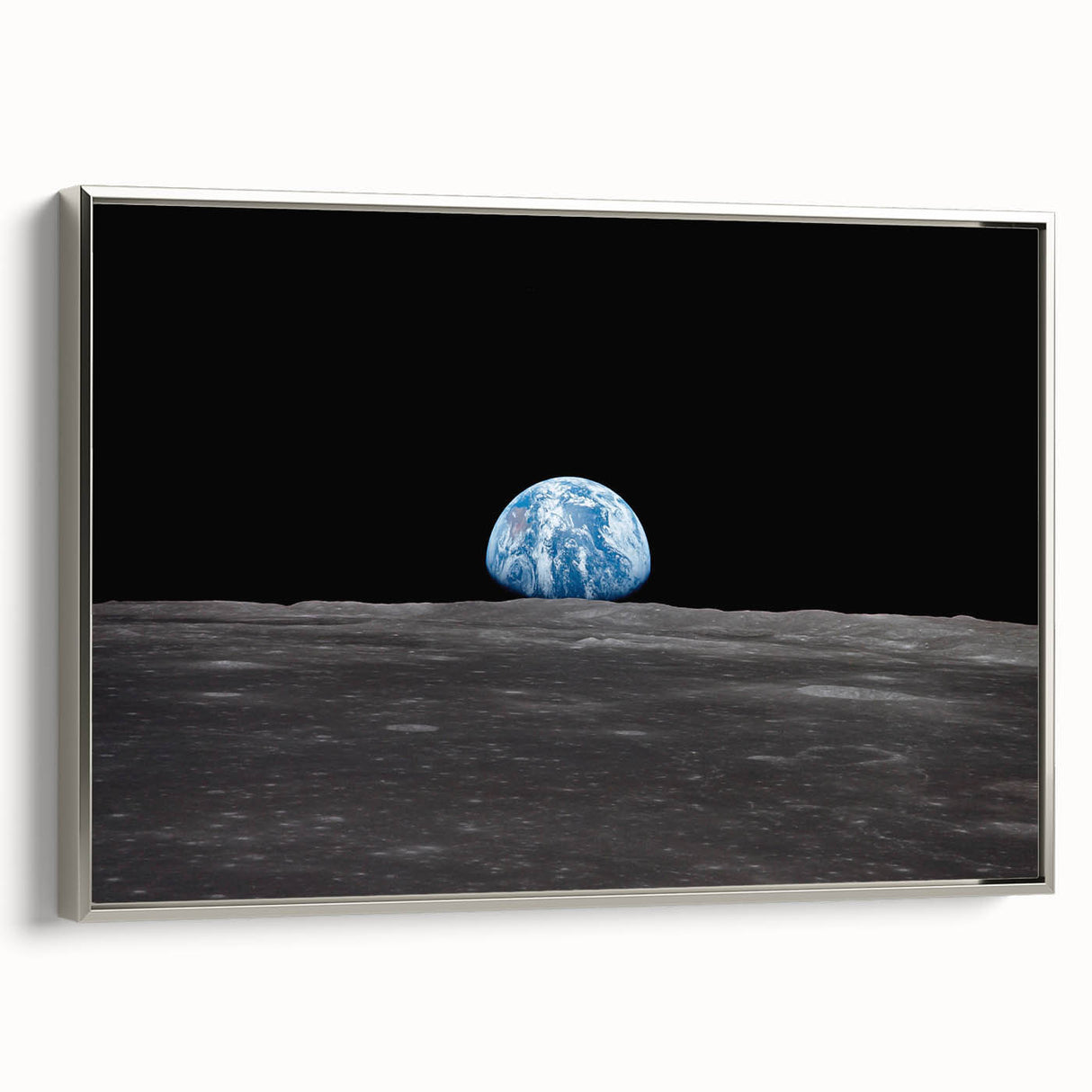 Earthrise Over the Moon Wall Art - Iconic Earth from Space Decor Print