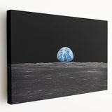 Earthrise Over the Moon Wall Art - Iconic Earth from Space Decor Print