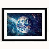 Earth and Stars Wall Art - Vibrant View of Earth in the Cosmos Decor