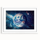 Earth and Stars Wall Art - Vibrant View of Earth in the Cosmos Decor